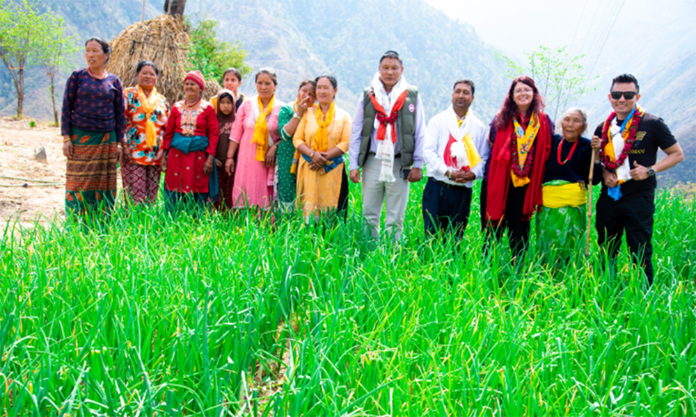 Clare and Rabindra with Kavre community